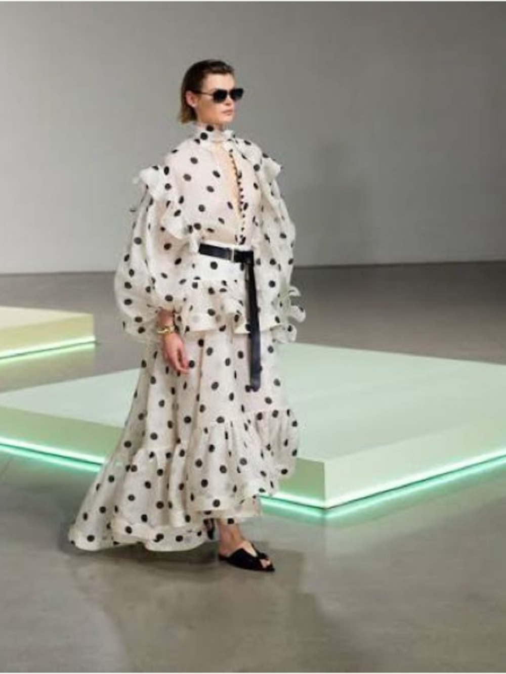 Zimmermann Runway 2024 Crush Polka Dot Silk & Linen Maxi Skirt and Blouse Set - Picture 5 of 14